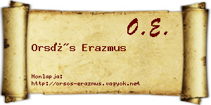 Orsós Erazmus névjegykártya